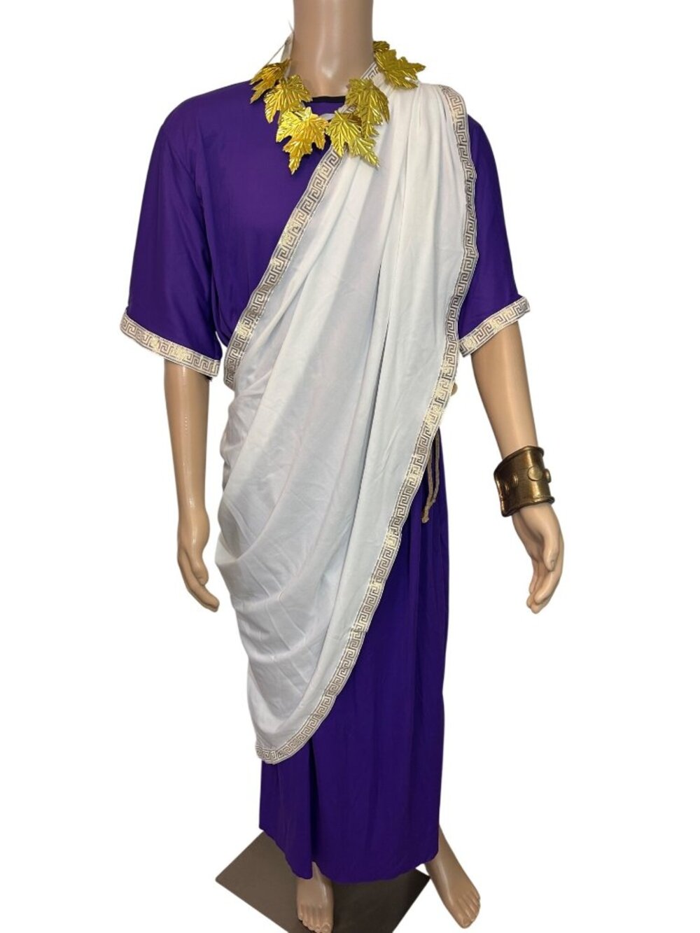 Mens Costume Julius Caesar Roman Toga Robe Leaf Headband Cuff Belt Full Cut